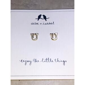 CHLOE + ISABEL pavé “U” initial stud earrings - E176B